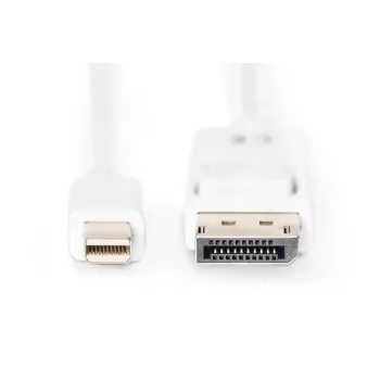 DIGITUS DisplayPort ühenduskaabel, mini DP - DP M/M, 3m lukustusega, DP 1.1a vastav, valge