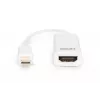 DIGITUS ASSMANN DisplayPort adapterkaabel, mini DP - HDMI tüüp A M/F, 15cm DP 1.1a ühilduv, CE valge