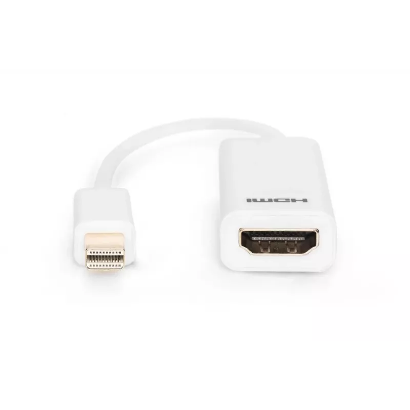 DIGITUS ASSMANN DisplayPort adapterkaabel, mini DP - HDMI tüüp A M/F, 15cm DP 1.1a ühilduv, CE valge