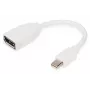DIGITUS DisplayPort adapterkaabel, mini DP - DP M/F, 0,15 m, DP 1.2 ühilduv, valge