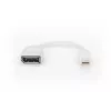 DIGITUS DisplayPort adapterkaabel, mini DP - DP M/F, 0,15 m, DP 1.2 ühilduv, valge