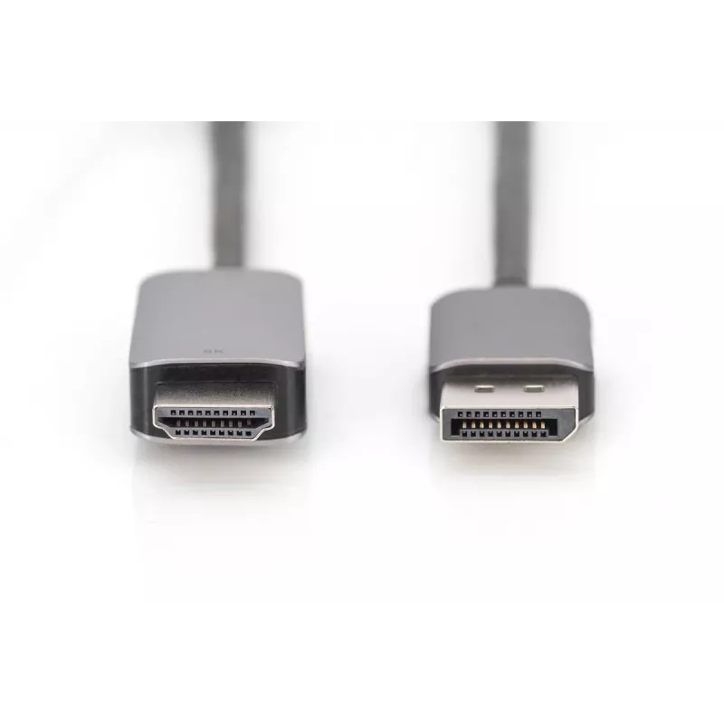 DIGITUS DP-HDMI adapterkaabel 8K@60Hz. Alumiiniumkorpus must 2 m
