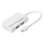 DIGITUS MiniDP to DP HDMI+DVI adapter 20cm DP 1.1a ühilduv valge