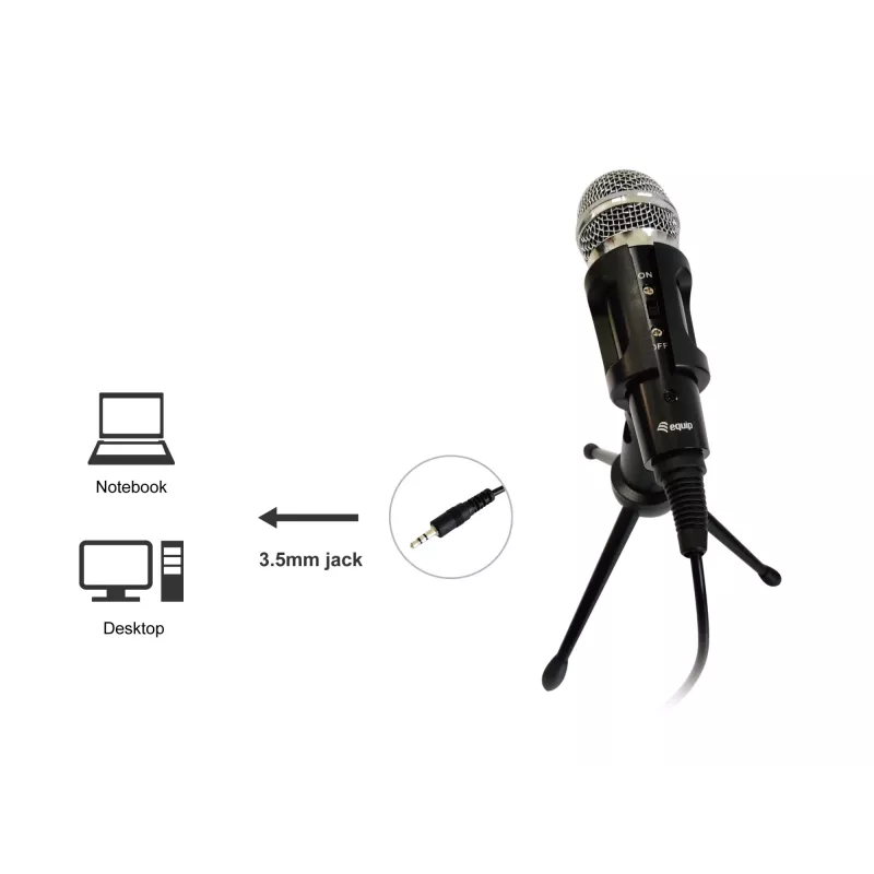 Equip Mini Lauamikrofon, Lauamikrofon, -30 dB, 30–16000 Hz, 2200 Ω, Juhtmega, 3,5 mm (1/8 tolli)