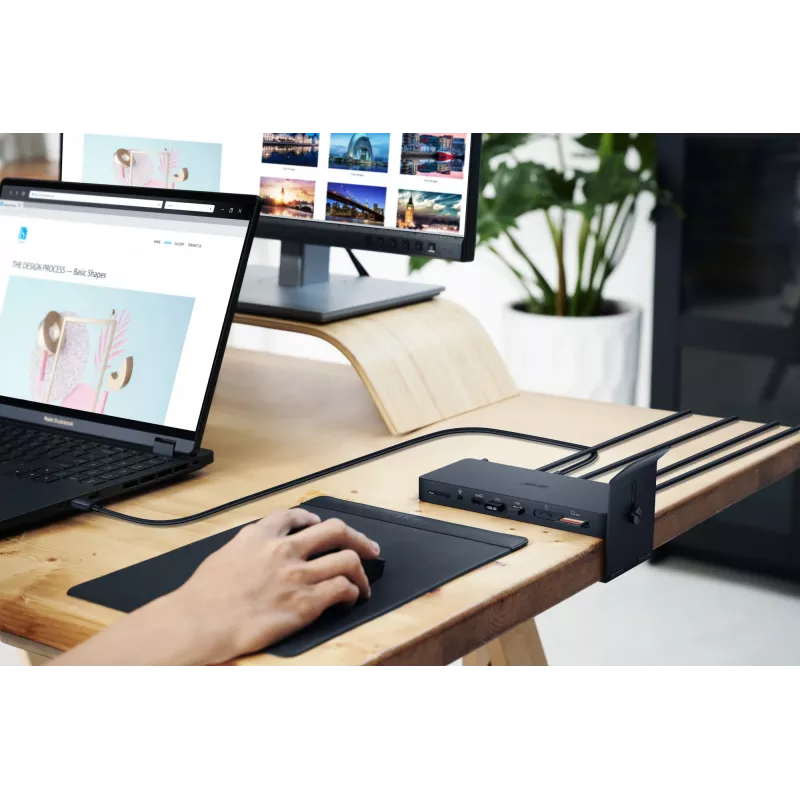 Dockingjaam ASUS DC500 Thunderbolt 4 Triple 4K, 150W PD, 3 kuvarit, 2x HDMI 2.1, 2x USB‑A, 2x USB2.0, RJ‑45, MicroSD