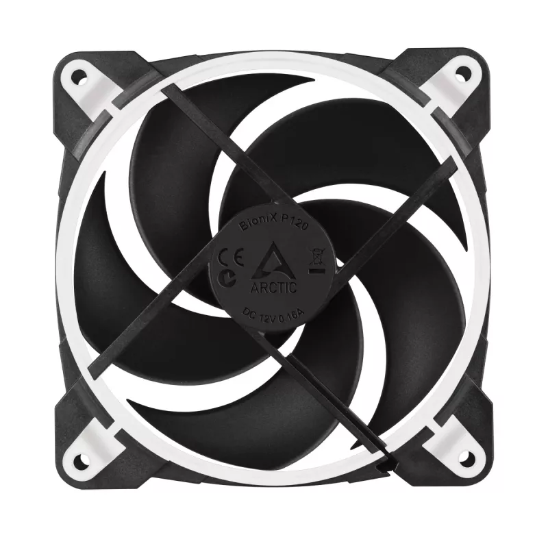 ARCTIC BioniX P120 (Valge) – Rõhuoptimeeritud 120 mm mänguventilaator PWM PST-ga