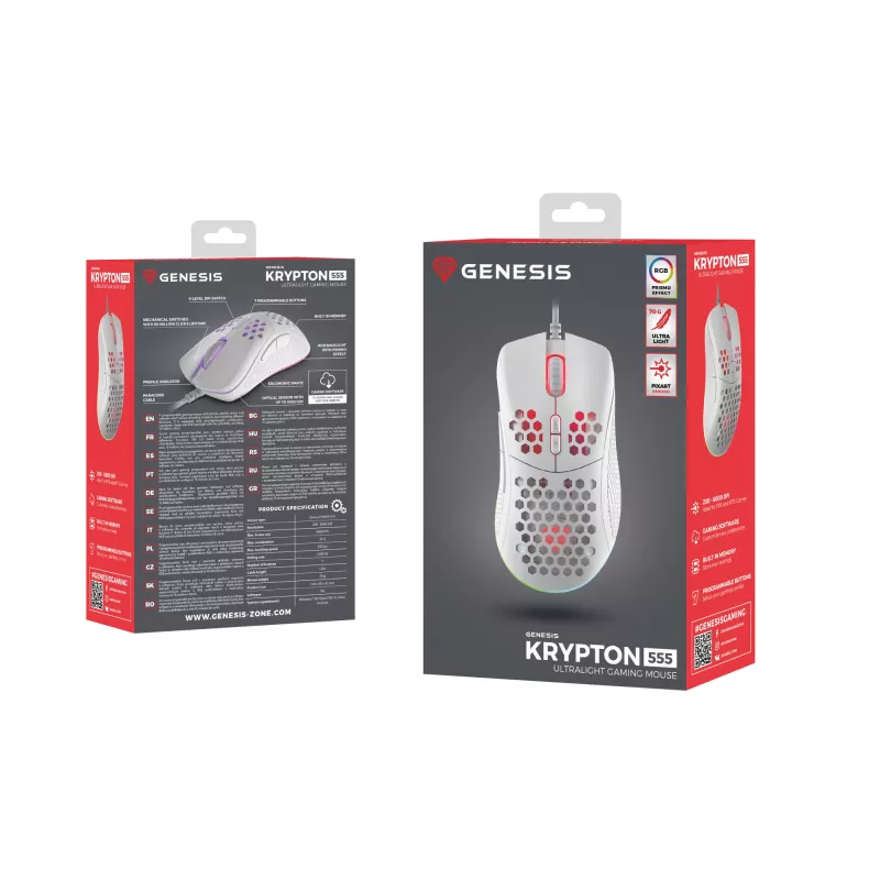 GENESIS Krypton 555 hiir Mängimiseks Paremakäeline USB Type-A Optiline 8000 DPI