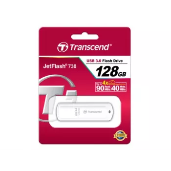 TRANSCEND Jetflash 730 - 128GB USB-pulk - USB 3.0 - Valge