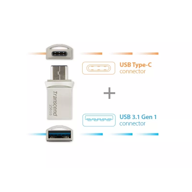 TRANSCEND Jetflash 890 - 256 GB USB-mälupulk - USB 3.1 / Type C