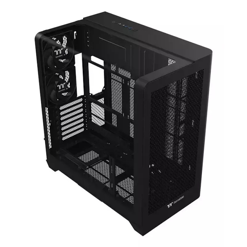 PC-korpus Thermaltake View 390 Air Midi Tower — Must, toetab PS2 toiteplokki, 3,5-tollist kõvaketast, 2,5-tollist SSD-d, kuni 200 mm esiventilaatoreid
