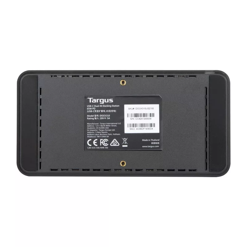 Targus DOCK310EUZ sülearvuti dokk / pordireplikaator Wired USB 3.2 Gen 1 (3.1 Gen 1) USB-C must