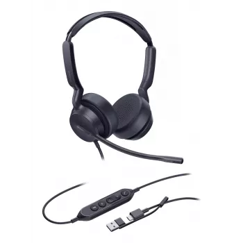 Yealink UH42 Dual UC USB-C/A Peakomplekt, Juhtmega, Kõned/Muusika, 20 - 20000 Hz, 160 g, Peakomplekt, Must