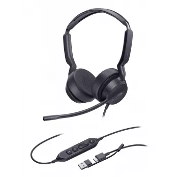 Yealink UH42 Dual UC USB-C/A Peakomplekt, Juhtmega, Kõned/Muusika, 20 - 20000 Hz, 160 g, Peakomplekt, Must