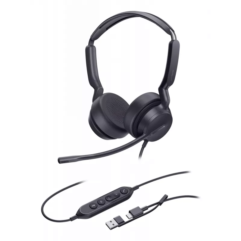 Yealink UH42 Dual UC USB-C/A Peakomplekt, Juhtmega, Kõned/Muusika, 20 - 20000 Hz, 160 g, Peakomplekt, Must