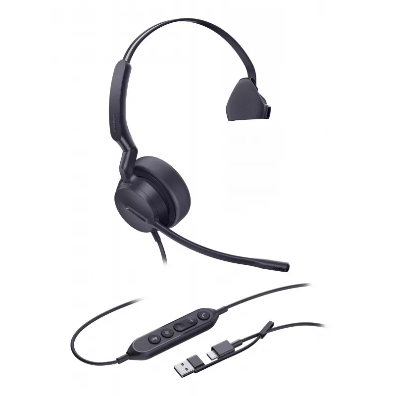 Yealink UH42 Mono UC USB-C/A Peakomplekt, Juhtmega, Kõned/Muusika, 20 - 20000 Hz, 116 g, Peakomplekt, Must