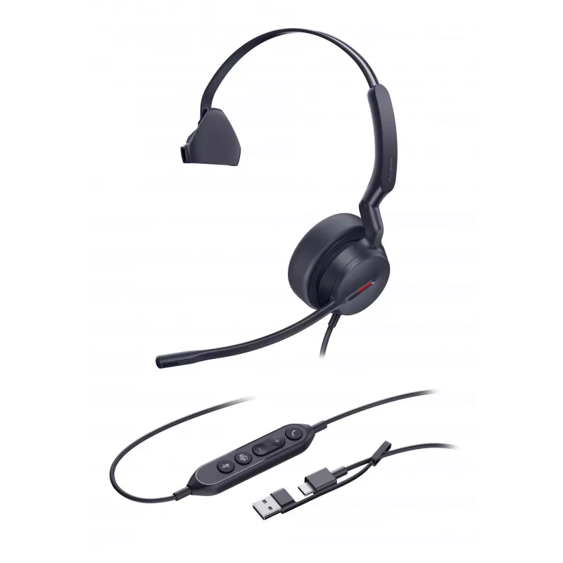 Yealink UH44 Mono Teams USB-C/A peakomplekt, juhtmega, 20–20000 Hz, kontor/kõnekeskus, 127 g, peakomplekt, must
