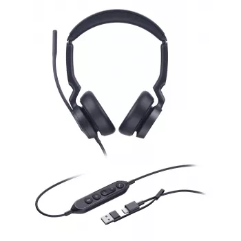 Yealink UH46 Dual UC USB-C/A peakomplekt, juhtmega, 20–20000 Hz, kontor/kõnekeskus, 166 g, peakomplekt, must
