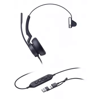 Yealink UH46 Mono Teams USB-C/A Peakomplekt, juhtmega, 20–20000 Hz, kontor/kõnekeskus, 127 g, Peakomplekt, Must
