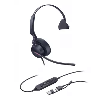 Yealink UH46 Mono Teams USB-C/A Peakomplekt, juhtmega, 20–20000 Hz, kontor/kõnekeskus, 127 g, Peakomplekt, Must