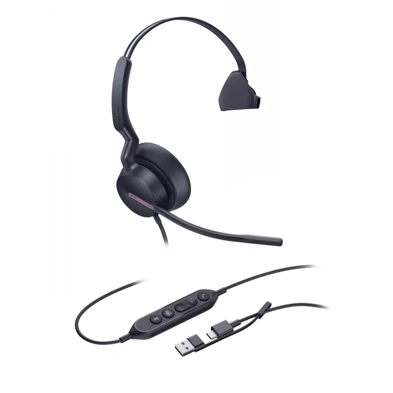 Yealink UH46 Mono Teams USB-C/A Peakomplekt, juhtmega, 20–20000 Hz, kontor/kõnekeskus, 127 g, Peakomplekt, Must
