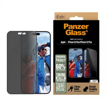 PanzerGlass ® privaatsusekraanikaitse iPhone 16 Plus | 15 Plus | ülilaia sobitusega koos EasyAligneriga