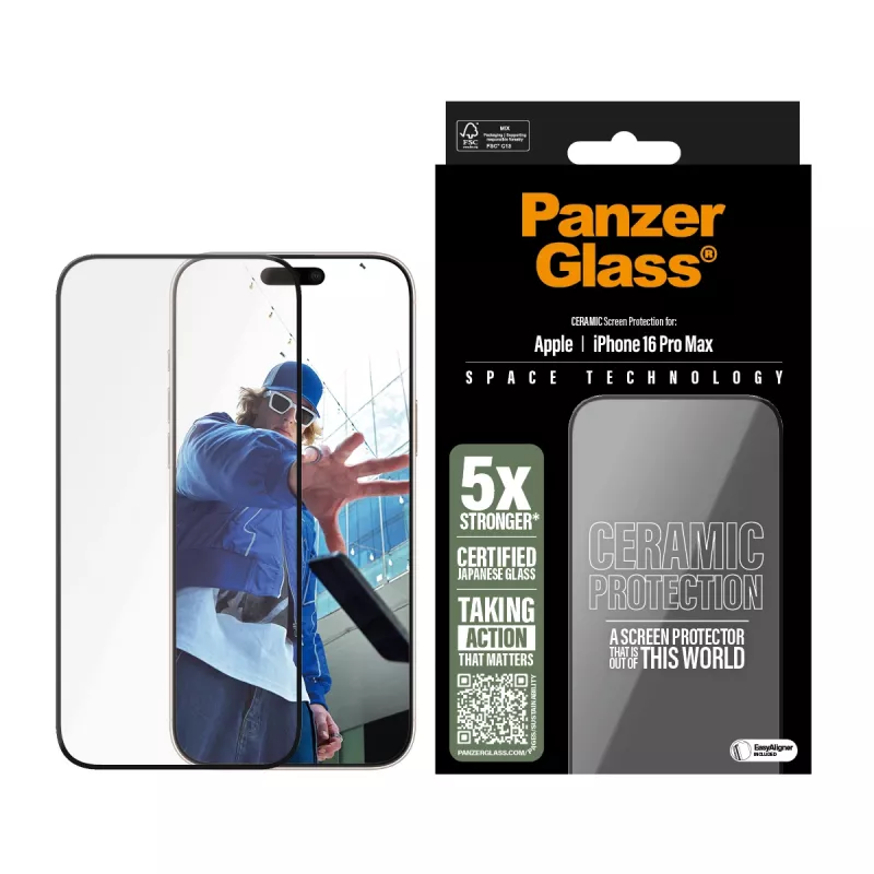 PanzerGlass ® Ceramic Screen Protector iPhone 16 Pro Max | Ultra-Wide Fit koos EasyAligneriga