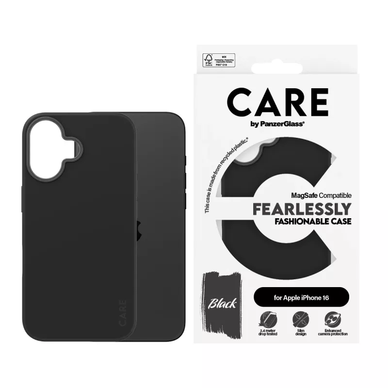 PanzerGlass CARE™ by ® ümbris must MagSafe'iga iPhone 16