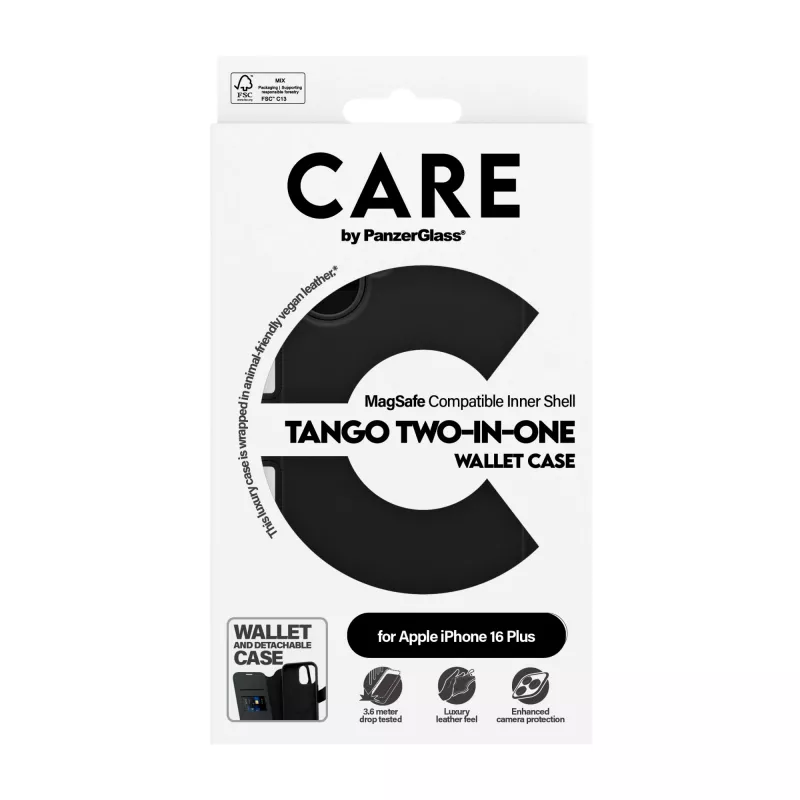 PanzerGlass CARE™ by ® Tango 2-in-1 rahakotiga ümbris MagSafe'iga iPhone 16 Plus
