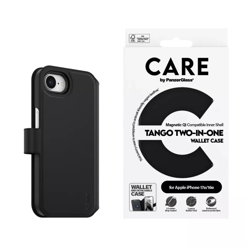 PanzerGlass CARE™ by ® Tango 2-in-1 rahakotiga ümbris koos Qi-ga iPhone 17e | 16e