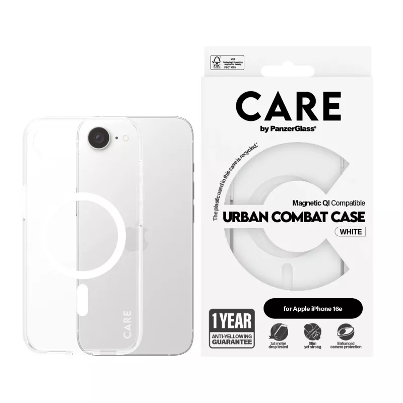 Cover PanzerGlass CARE by Flagship ümbris Transparent Urban Combat Valge Qi Ühilduv iPhone 16e