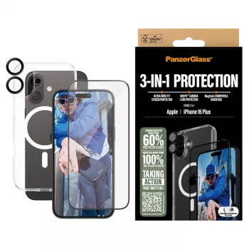 PanzerGlass ® 3-in-1 kaitsekomplekt iPhone 16 Plus