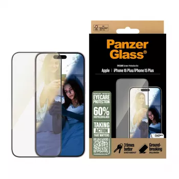 PanzerGlass ® EyeCARE™ ekraanikaitse iPhone 16 Plus | 15 Plus | ülilai sobivus