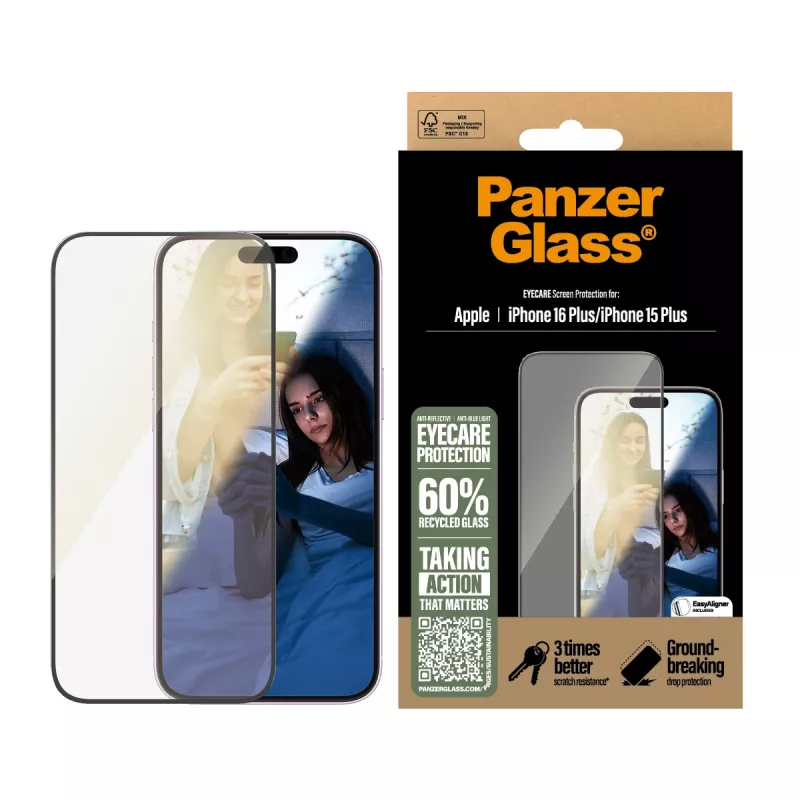 PanzerGlass ® EyeCARE™ ekraanikaitse iPhone 16 Plus | 15 Plus | ülilai sobivus