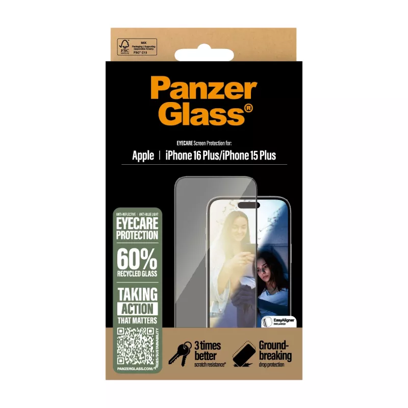 PanzerGlass ® EyeCARE™ ekraanikaitse iPhone 16 Plus | 15 Plus | ülilai sobivus
