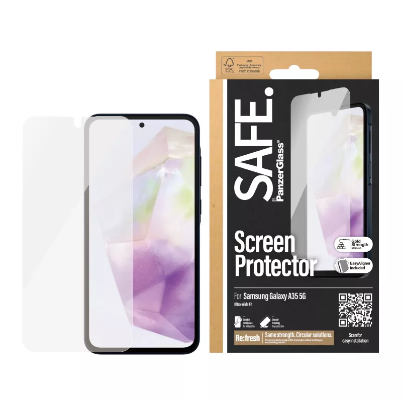 PanzerGlass SAFE. by ® ekraanikaitse Samsung Galaxy A35 5G | Ultra-Wide Fit koos EasyAligneriga