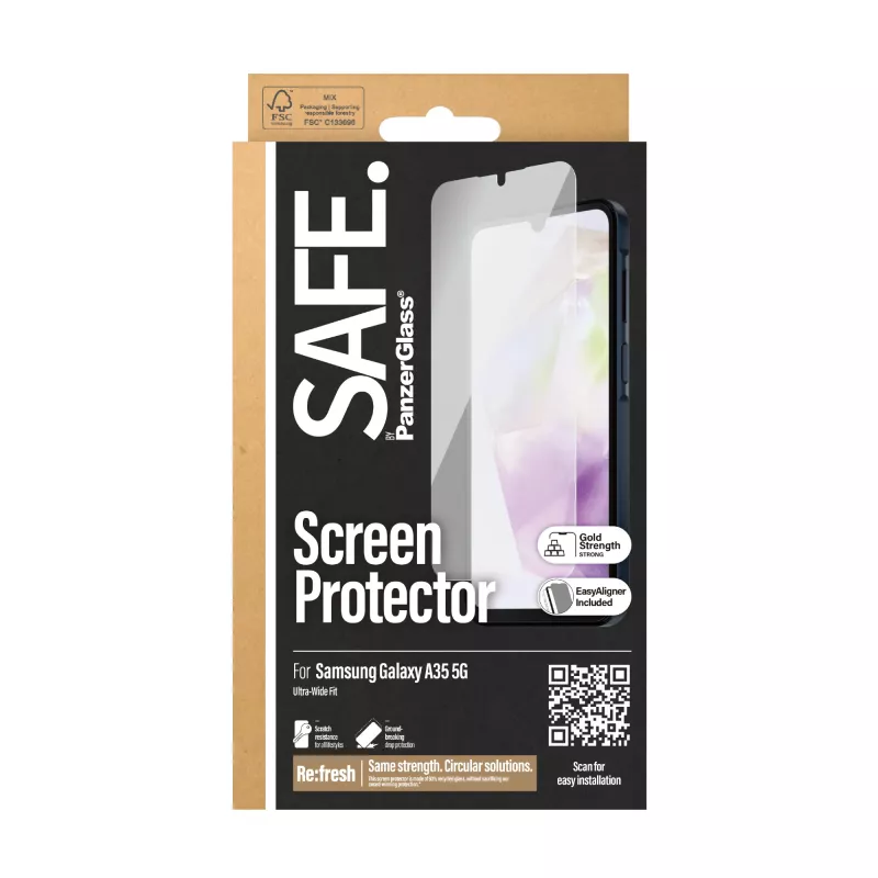PanzerGlass SAFE. by ® ekraanikaitse Samsung Galaxy A35 5G | Ultra-Wide Fit koos EasyAligneriga