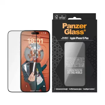 PanzerGlass® keraamiline kaitse iPhone 15 Plus jaoks | ülilai sobivus EasyAligner’iga