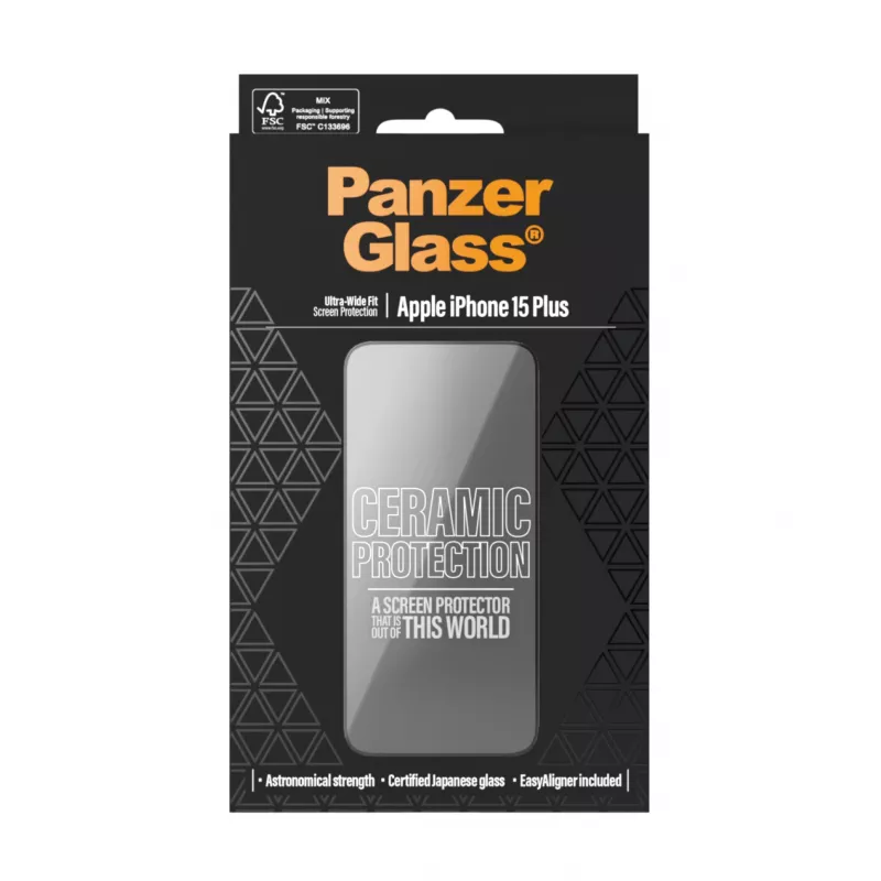 PanzerGlass® keraamiline kaitse iPhone 15 Plus jaoks | ülilai sobivus EasyAligner’iga