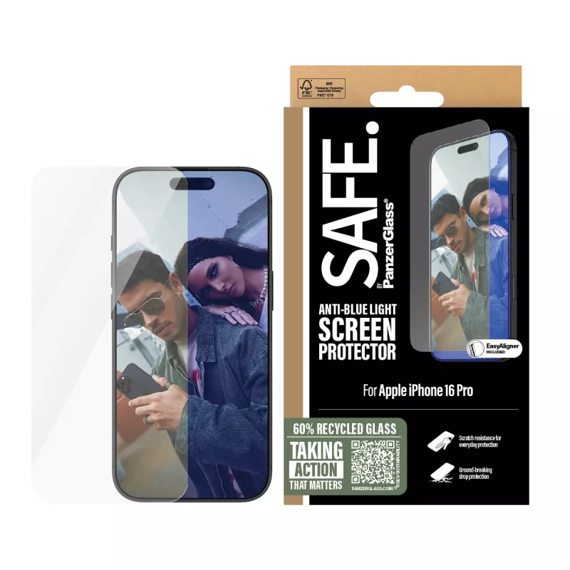 PanzerGlass SAFE. by ® Sinist valgust blokeeriv ekraanikaitse iPhone 16 Pro | Ultra-lai sobivus