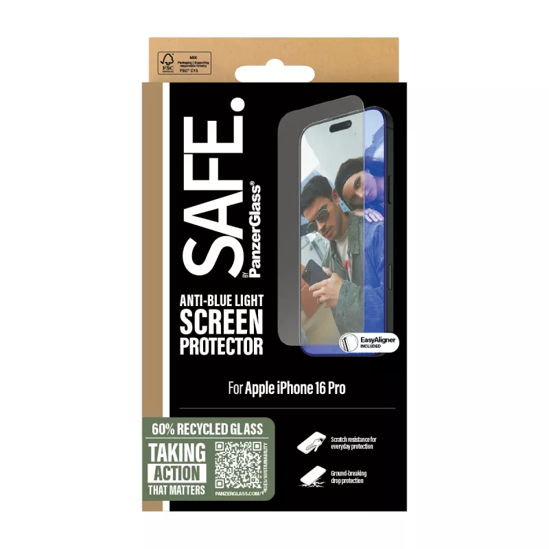 PanzerGlass SAFE. by ® Sinist valgust blokeeriv ekraanikaitse iPhone 16 Pro | Ultra-lai sobivus