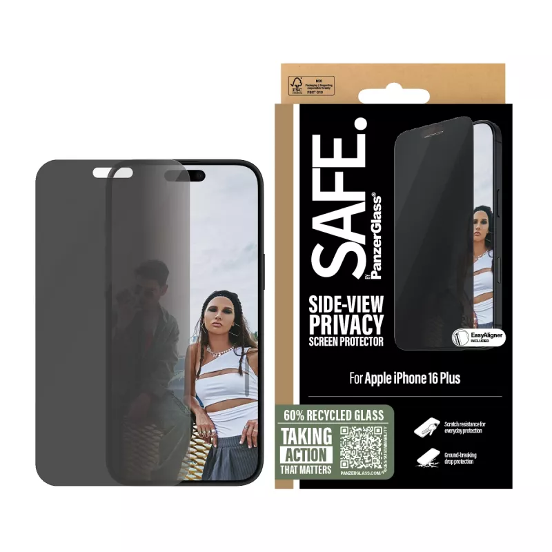 PanzerGlass SAFE. by ® privaatsusekraanikaitse iPhone 16 Plus | 15 Plus | ülilai sobivus