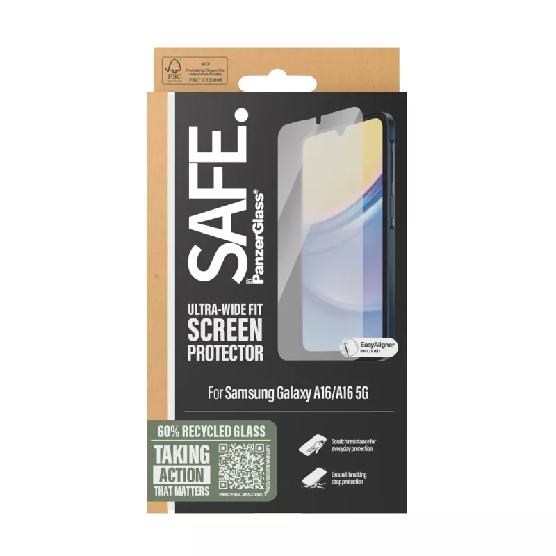 PanzerGlass SAFE. by ® klaasist ekraanikaitse Samsung Galaxy A16 | A16 5G | Ultra-Wide Fit