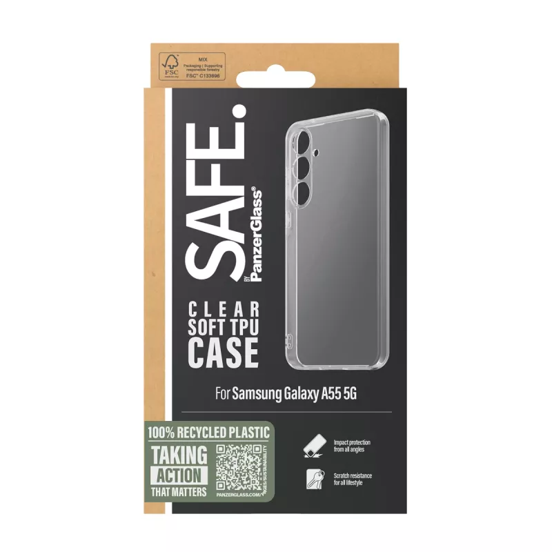 PanzerGlass SAFE. by ® TPU-ümbris Samsung Galaxy A55 5G | Läbipaistev