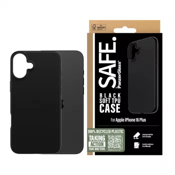 PanzerGlass SAFE. by ® TPU ümbris Must iPhone 16 Plus