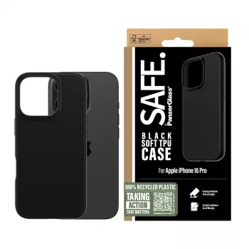 “PanzerGlass SAFE. by ® TPU ümbris Must iPhone 16 Pro” ümbris, Cover, Apple, Apple - iPhone 16 Pro, must