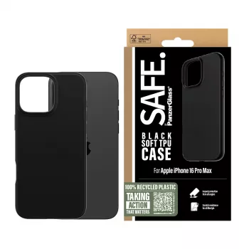 PanzerGlass SAFE. by ® TPU ümbris Must iPhone 16 Pro Max