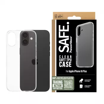 PanzerGlass SAFE. by ® TPU-ümbrise läbipaistev iPhone 16 Plus, Kaanetüüpi, Apple, Apple - iPhone 16 Plus, Läbipaistev