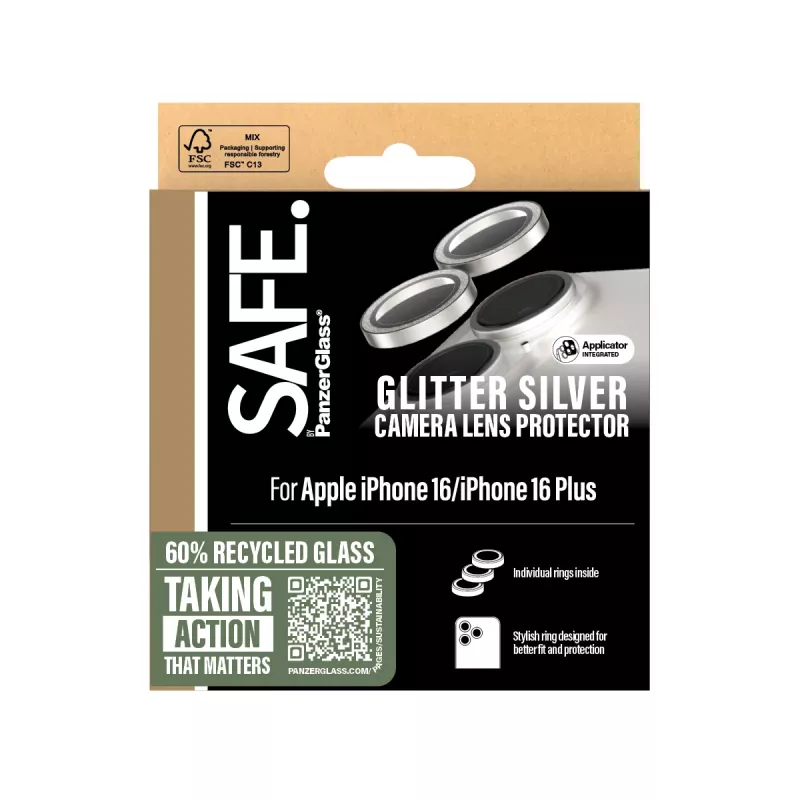 Kaamera objektiivi kaitse PanzerGlass SAFE. by Glitter Hõbedane iPhone '24 6,1 tolli | 6,7 tolli