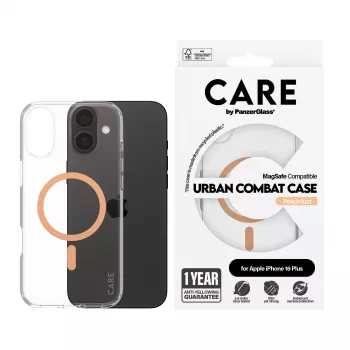 PanzerGlass CARE™ by ® Urban Combat ümbris läbipaistev, Peachy MagSafe'iga iPhone 16 Plus