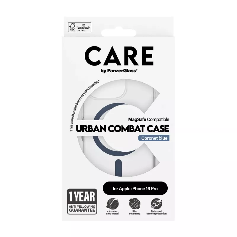PanzerGlass CARE by Flagship ümbris Transparent Urban Combat Blue MagSafe iPhone 16 Pro